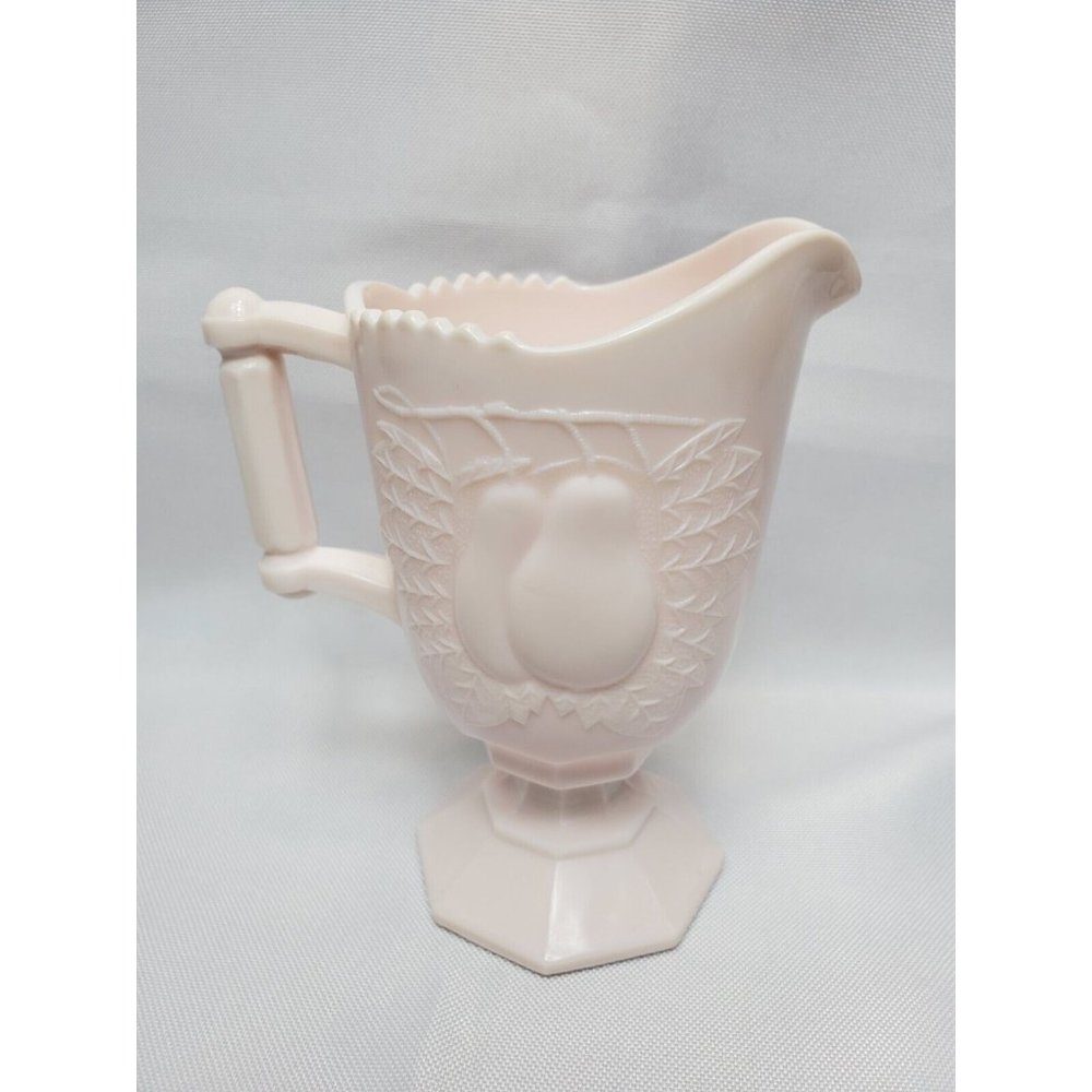 Vintage Jeanette Baltimore Pear Pink Milk Glass Creamer Cottage Core Collectible